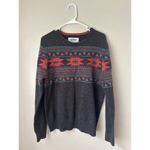 Urban Pipeline Aztec Pattern Sweater Mens Large‎ Gray Red Teal Knit Pullover
